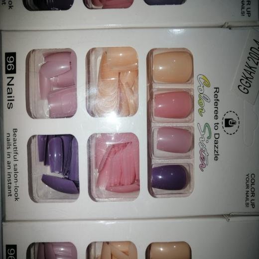 96 Pcs Fake Nails Set – Multi Color Artificial Nails + Nail Glue
