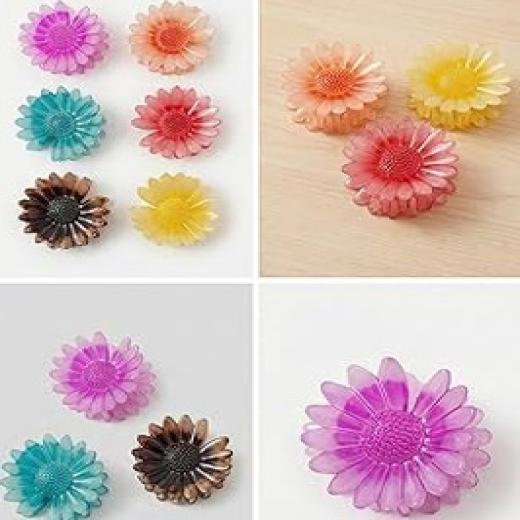 Transperent Sunflower Hair Catcher Clips for Women – Medium/Mini (2") Strong Grip Hair Claws For Kids And Girls
