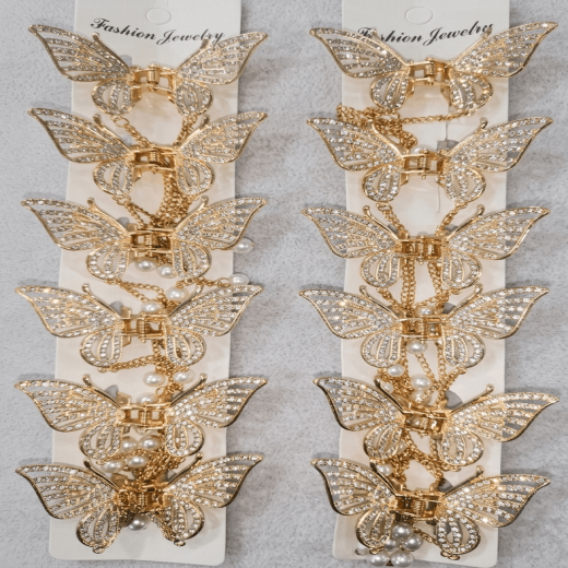 Women and Girls Knitting Headwear Golden Multi Color Butterfly Alloy Hairs Clips And Leaf Fashion Desgin Headwear