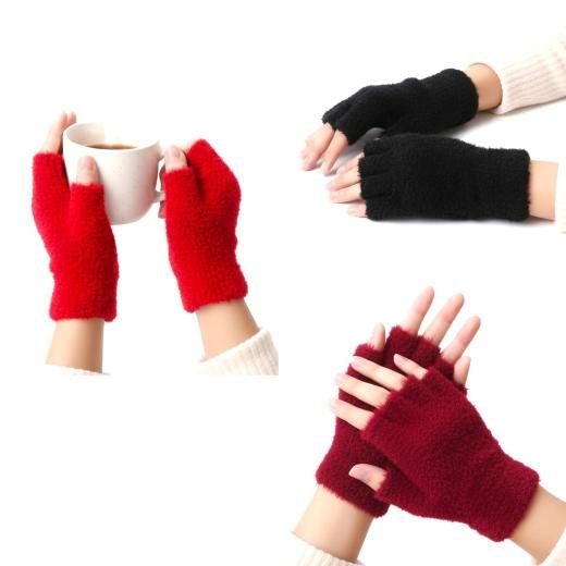 Women Winter Fingerless Knitted Gloves – Hand Wrist Warmer – Random Colours – One Size Fits All